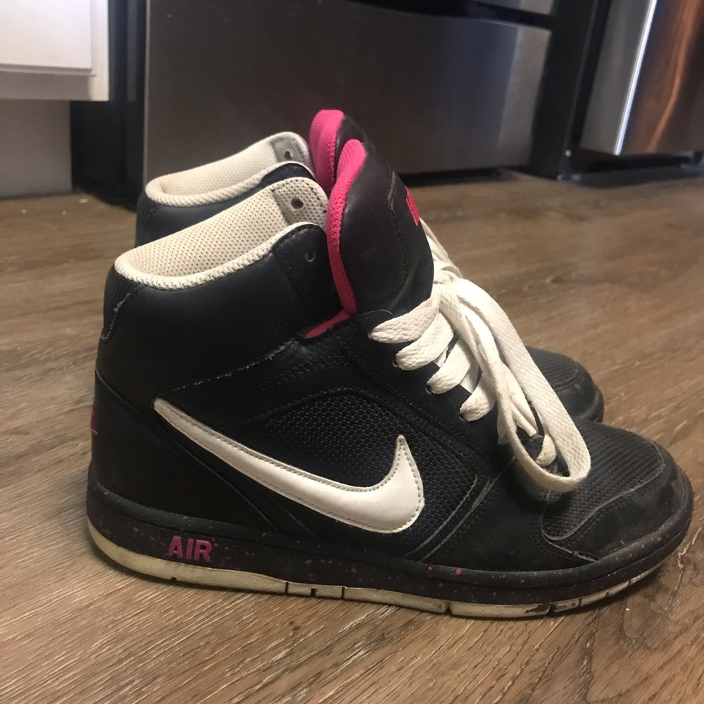 Black & pink Nike Air high tops
